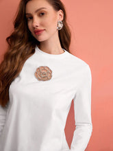 MOTF PREMIUM RHINESTONE CUT OUT FLORAL T-SHIRT